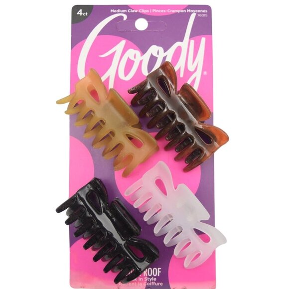 Goody 4 Count Medium Claw Clips For All Hair Types - Picture 1 of 4